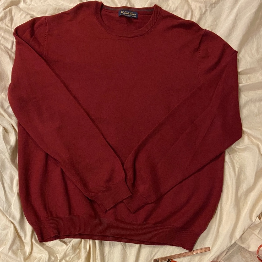 Brooks Brothers Men's Crewneck Sweater in Burgundy Merino Wool XL